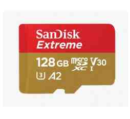 Slika izdelka: SDXC SANDISK MICRO 128GB EXTREME, 190/90MB/s, A2, UHS-I, V30, U3, C10, adapter