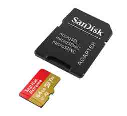 Slika izdelka: SDXC SANDISK MICRO 64GB EXTREME KAMERA/DRON, 170/80MB/s, A2, UHS-I, V30, C10, U3, adapter