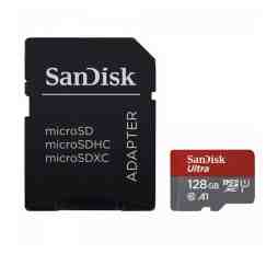 Slika izdelka: SDXC SANDISK MICRO 128GB ULTRA, 140MB/s, UHS-I, C10, A1, adapter