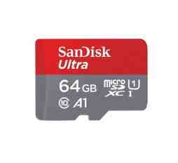 Slika izdelka: SDXC SANDISK MICRO 64GB ULTRA, 140MB/s, UHS-I, C10, A1, adapter