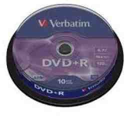 Slika izdelka: Verbatim DVD+R 4,7 GB, 16X CAKE 10